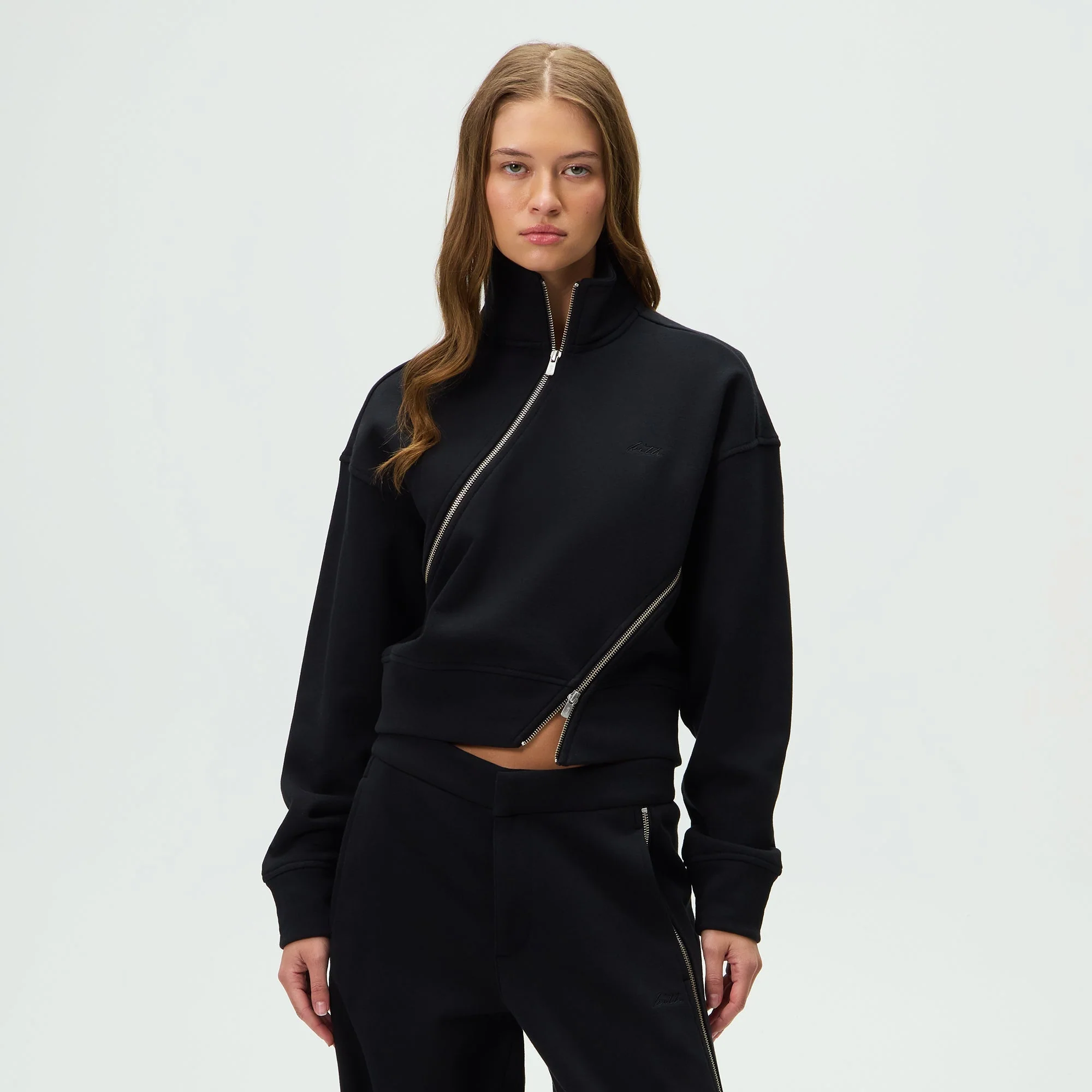 Kith Women Walden Fleece Asymmetrical Quarter Zip - Black - Image 2