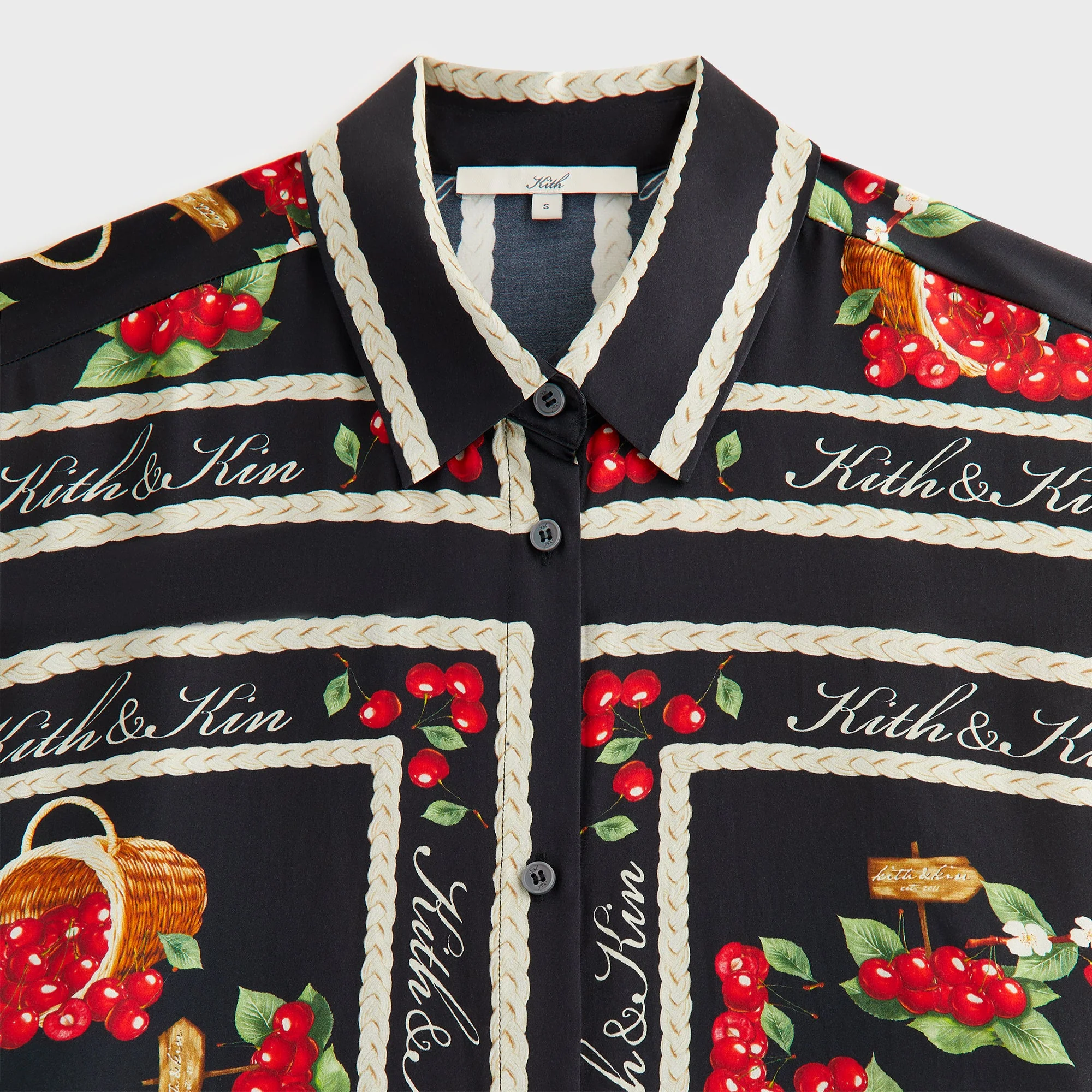 Kith Women Siena Cherry Button Up Shirt - Black - Image 4