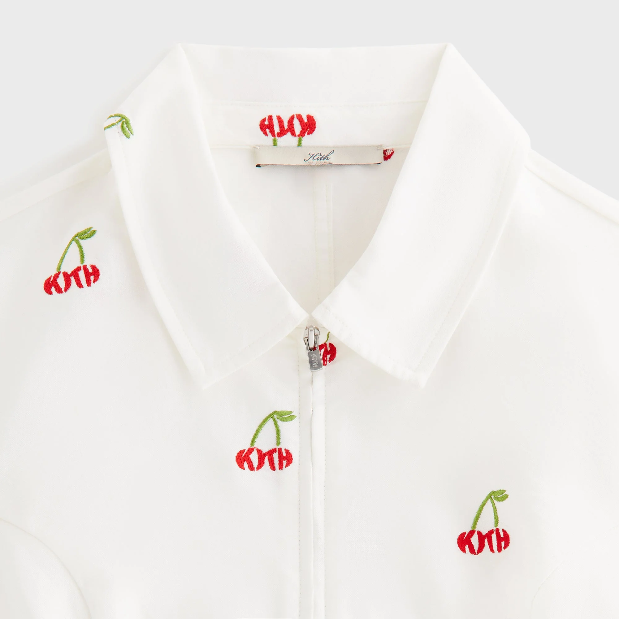 Kith Women Caela Cherry Oxford Zip Shirt - White - Image 4