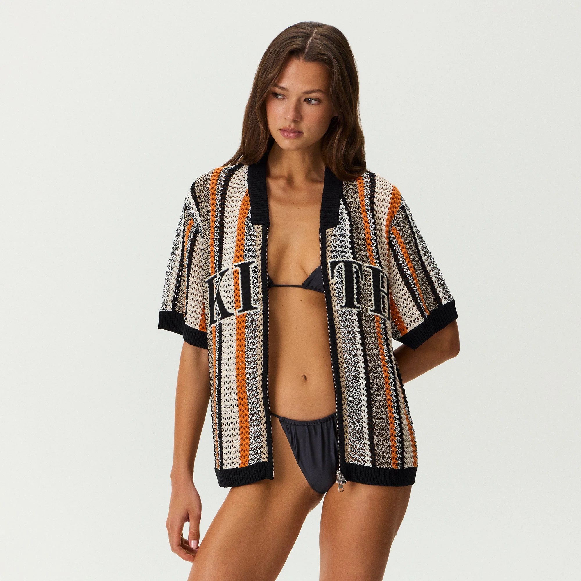 Kith Women Spencer III Crochet Zip Up Jersey - Ink - Image 3