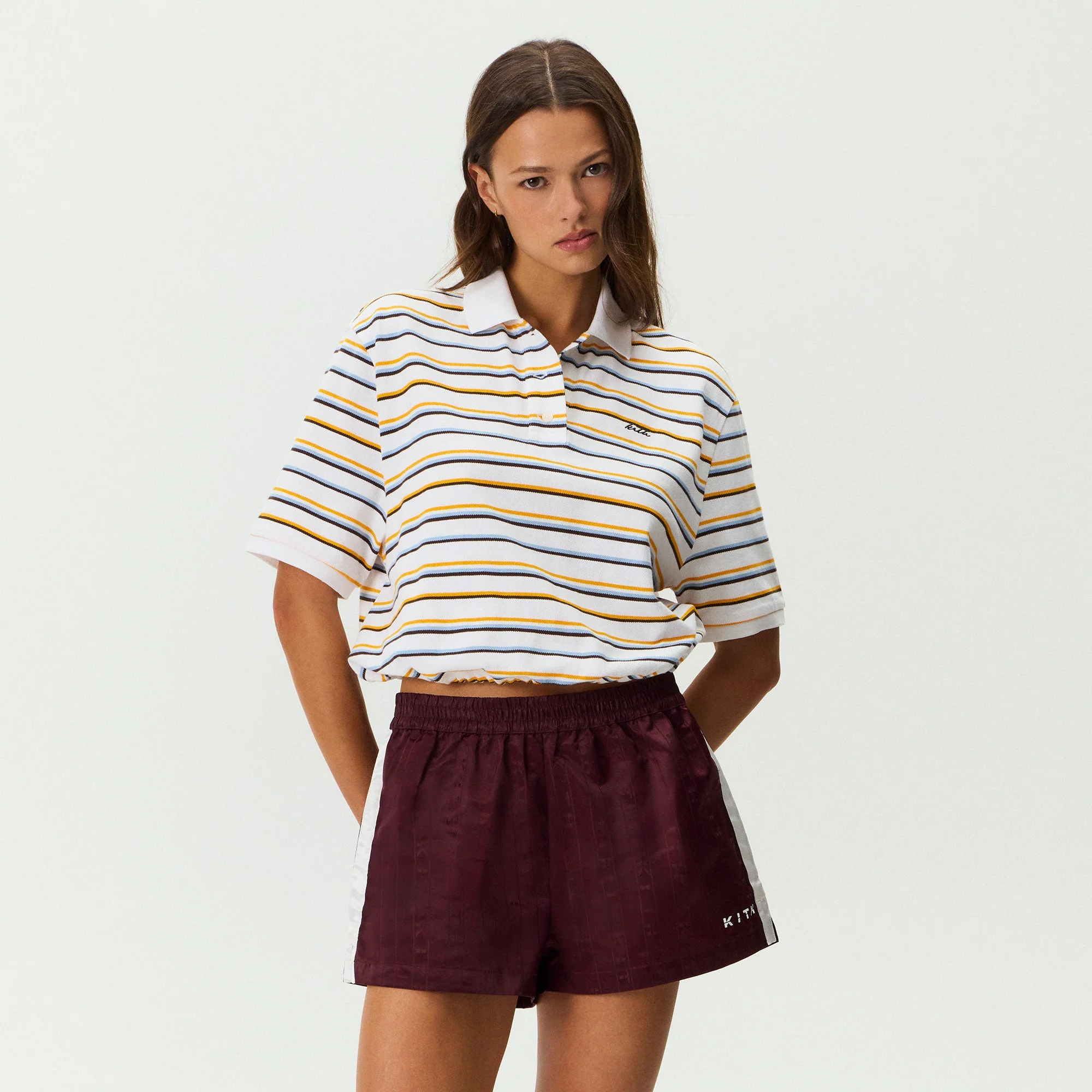 Kith Women Sadie Stripe Pique Polo - White - Image 2
