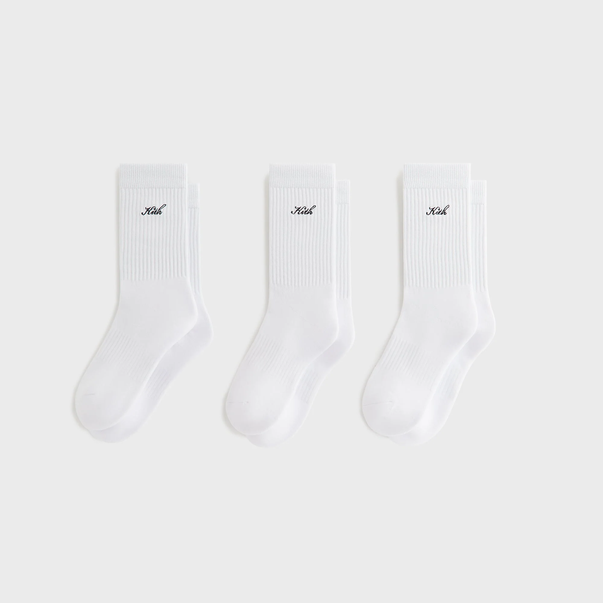 Kith Women Script Classic 3-Pack Crew Socks - White