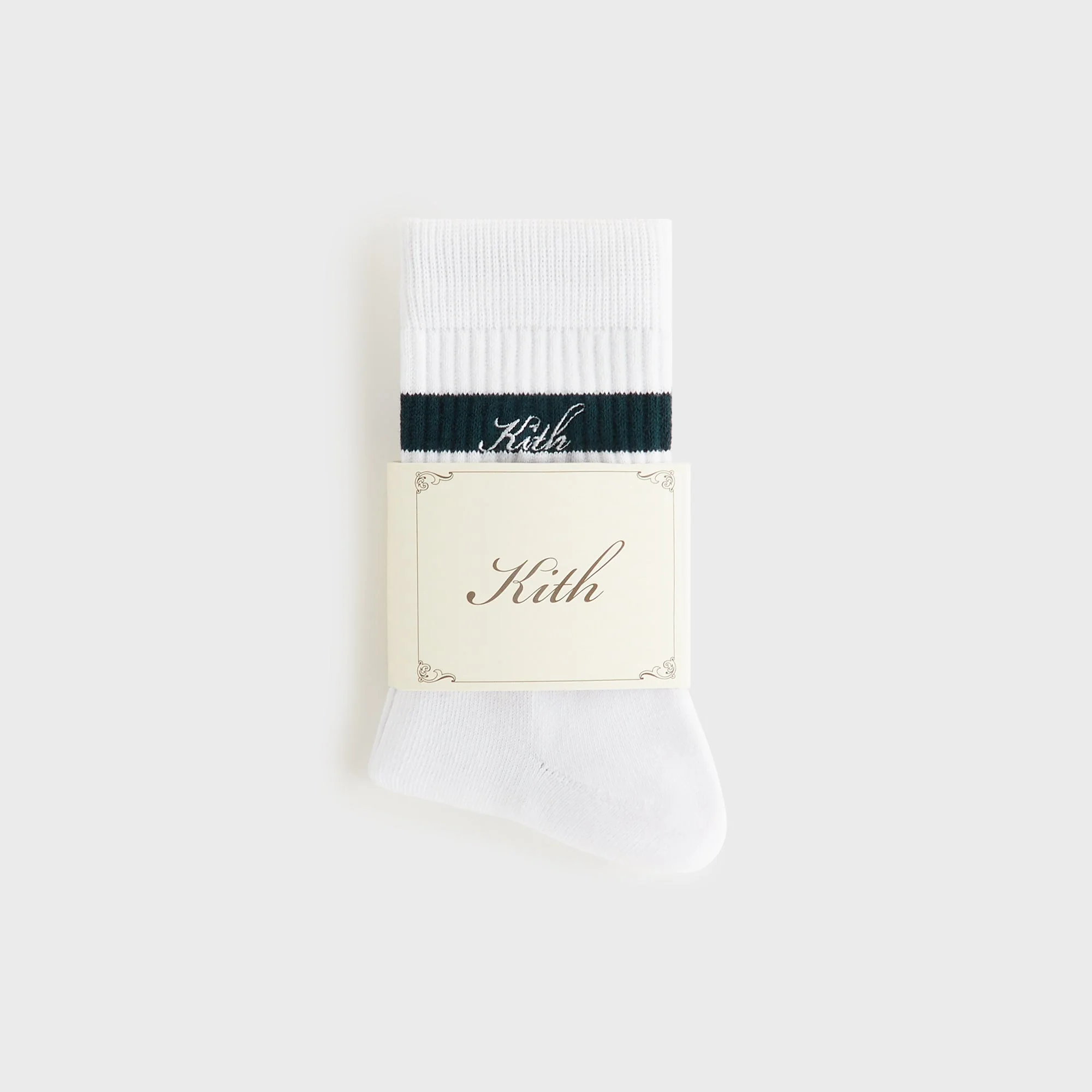 Kith Women Stripe Cotton Mid Crew Socks - White - Image 2