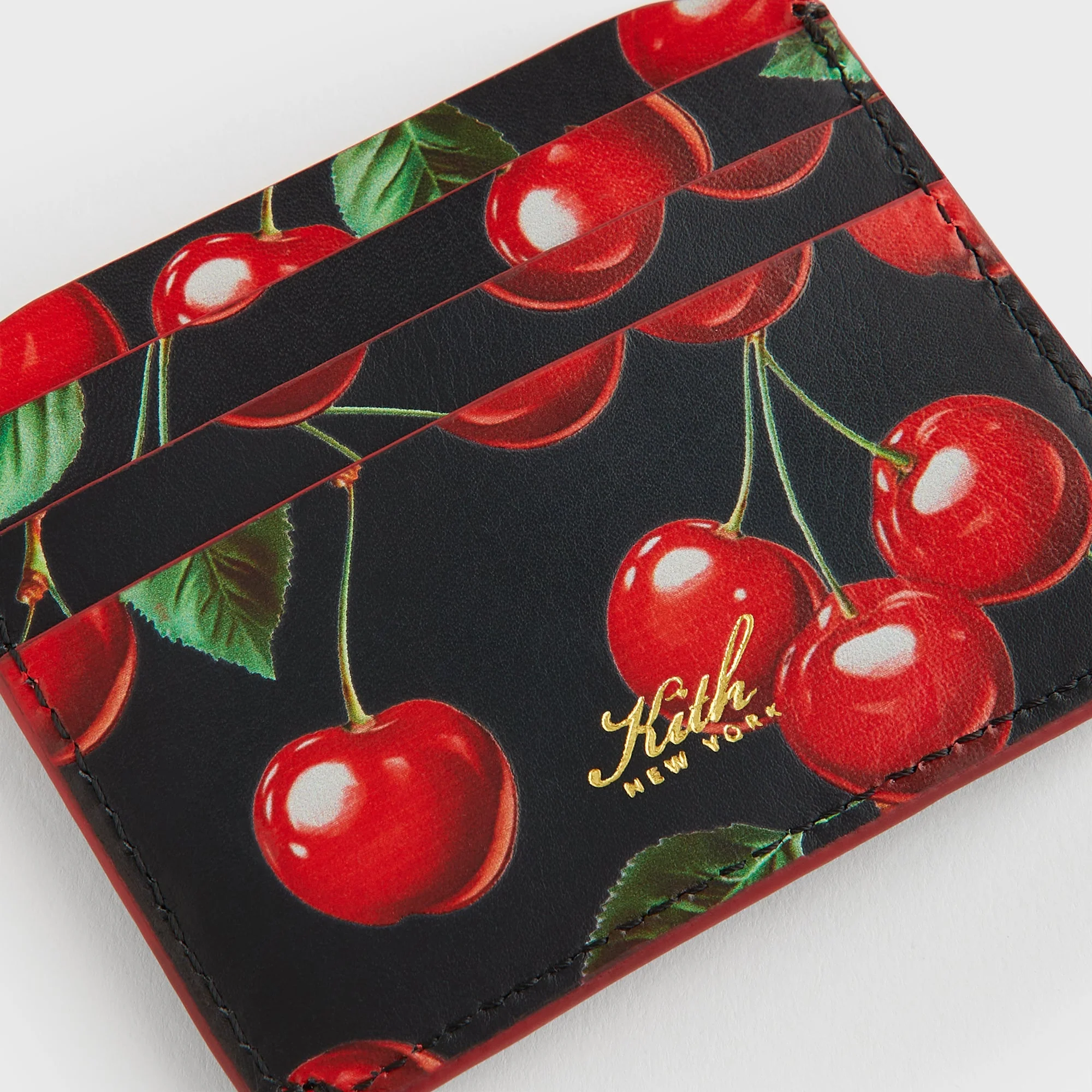 Kith Women Tossed Cherries Notch 6CC Card Case - Black - Image 4