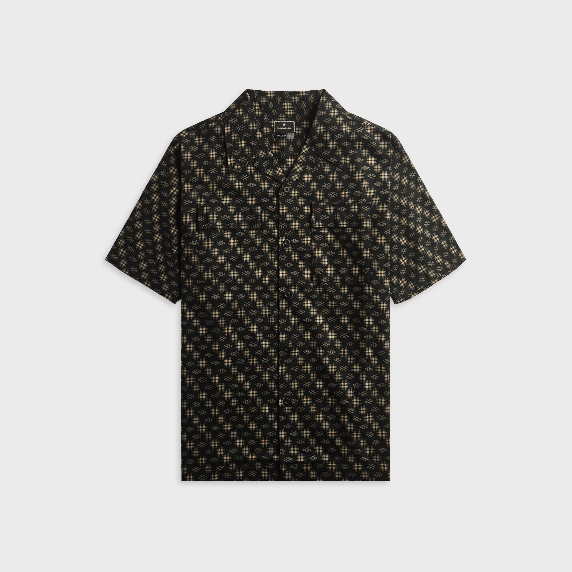 Maharishi 7320 Kasuri Cuban Collar Shirt - Sumi Black