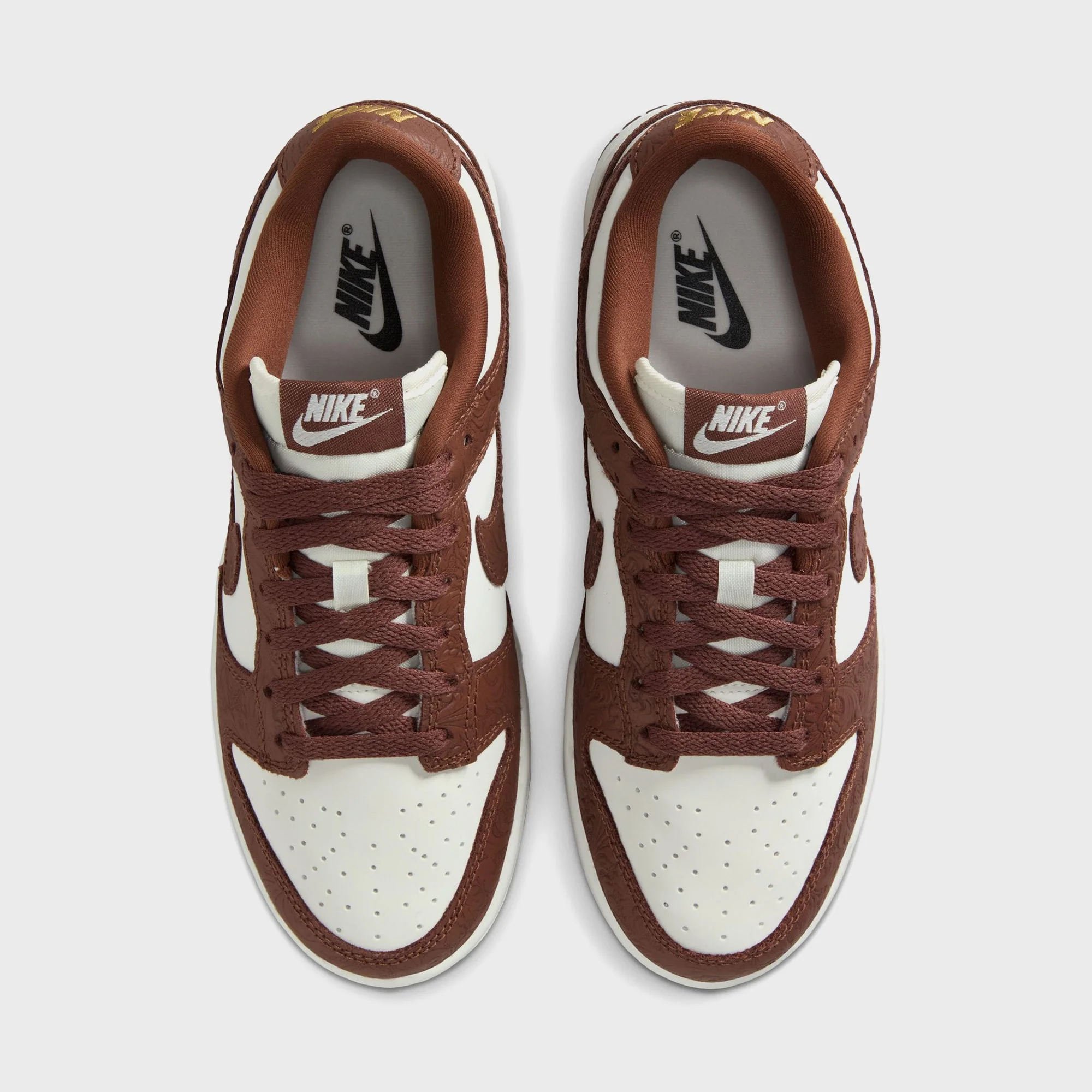 Nike WMNS Dunk Low - Sail / Fauna Brown / Metallic Gold - Image 4