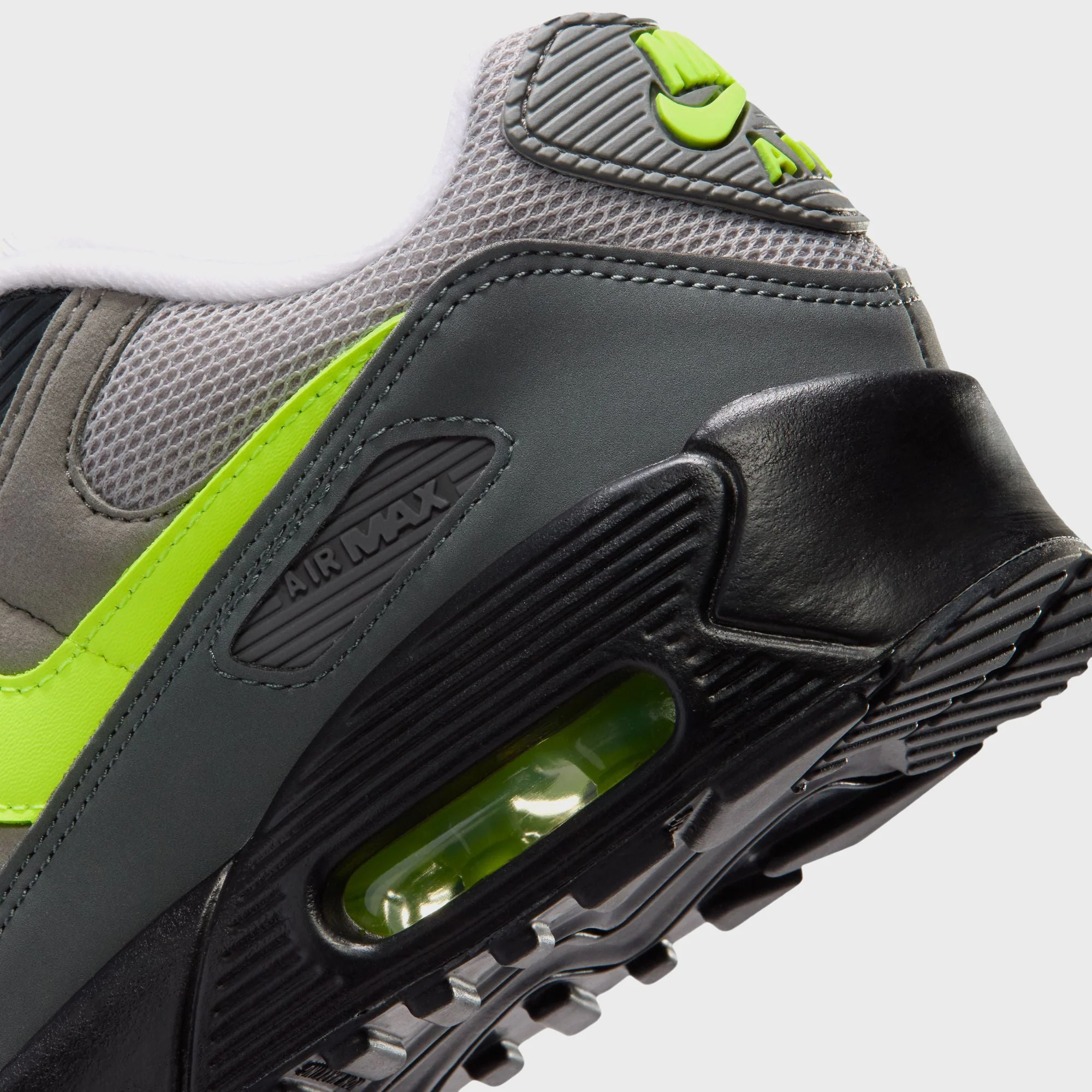 Nike GS Air Max 90 - Black / Anthracite / Light Charcoal / Neon Yellow - Image 7