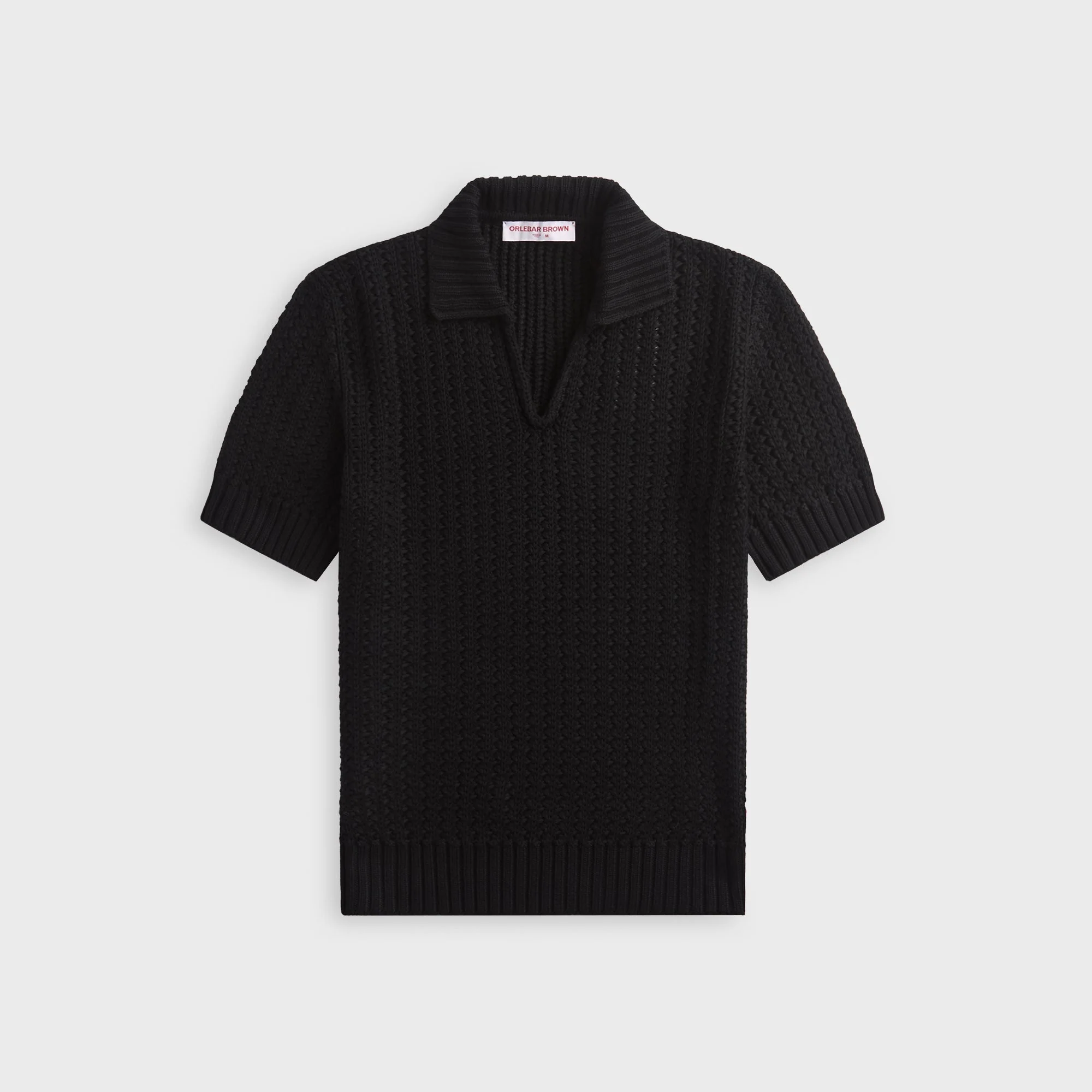 Orlebar Brown Swift Knitted Crochet Polo Shirt - Black
