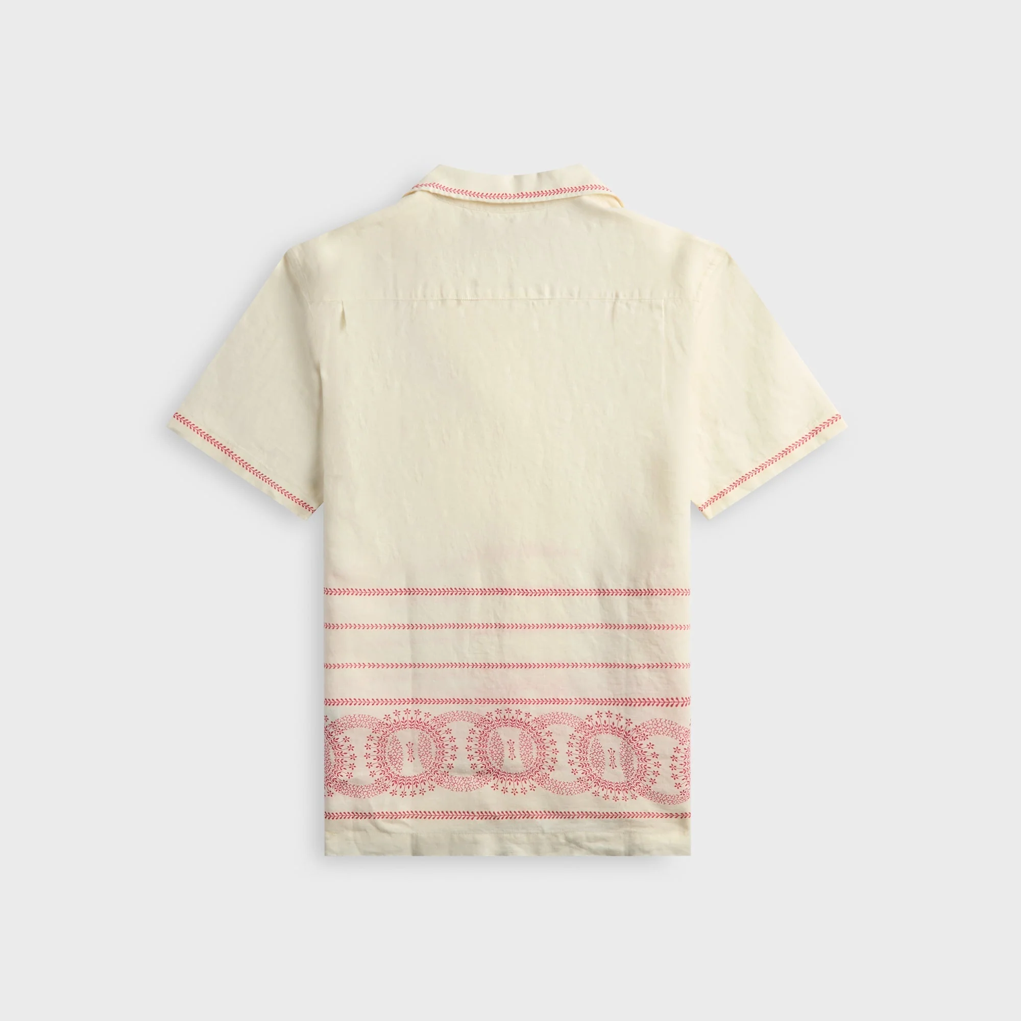 Orlebar Brown Maitan Linen Cirqua Shirt - White Sand / Summer Red - Image 2