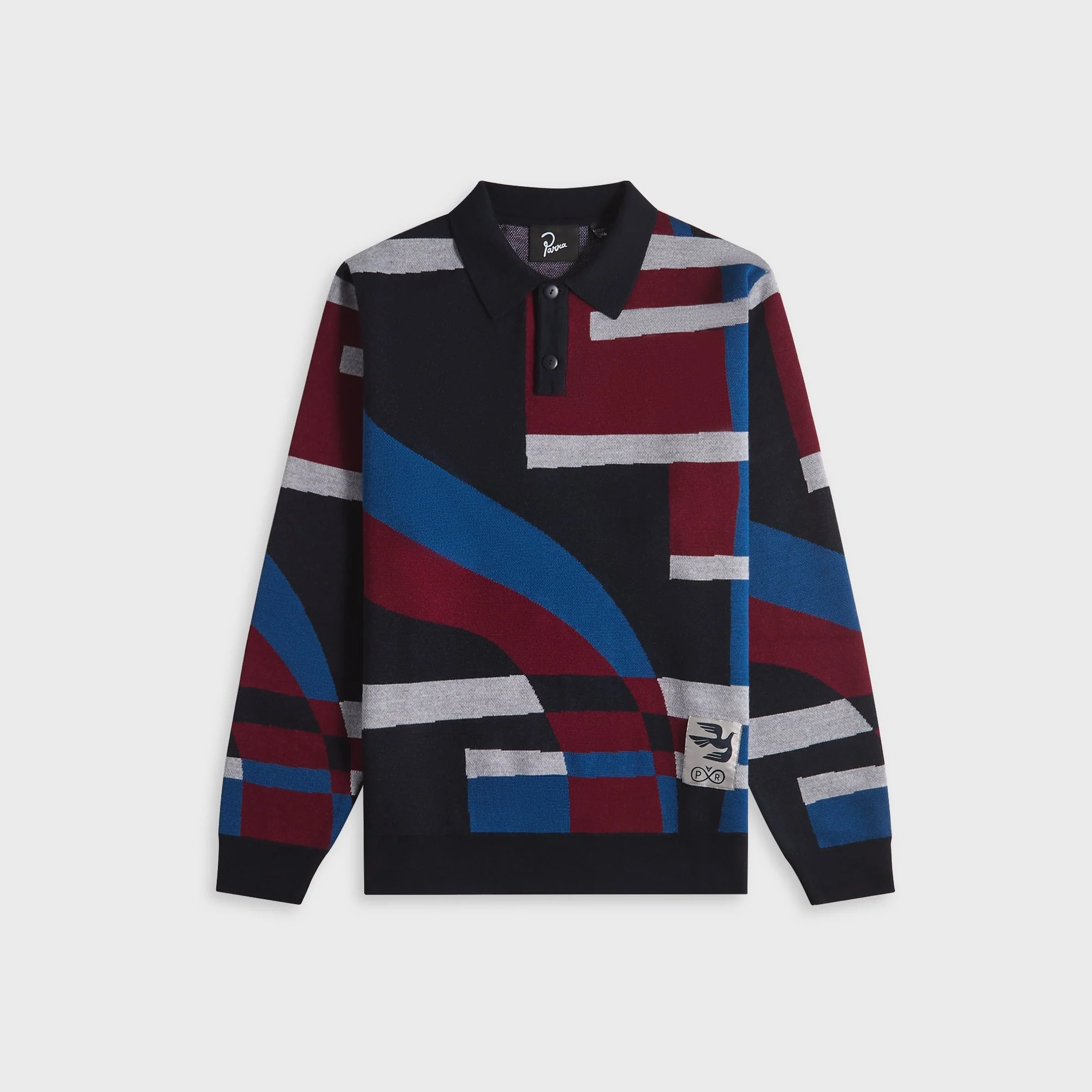 by Parra Vertical Forest Knitted Polo - Blue