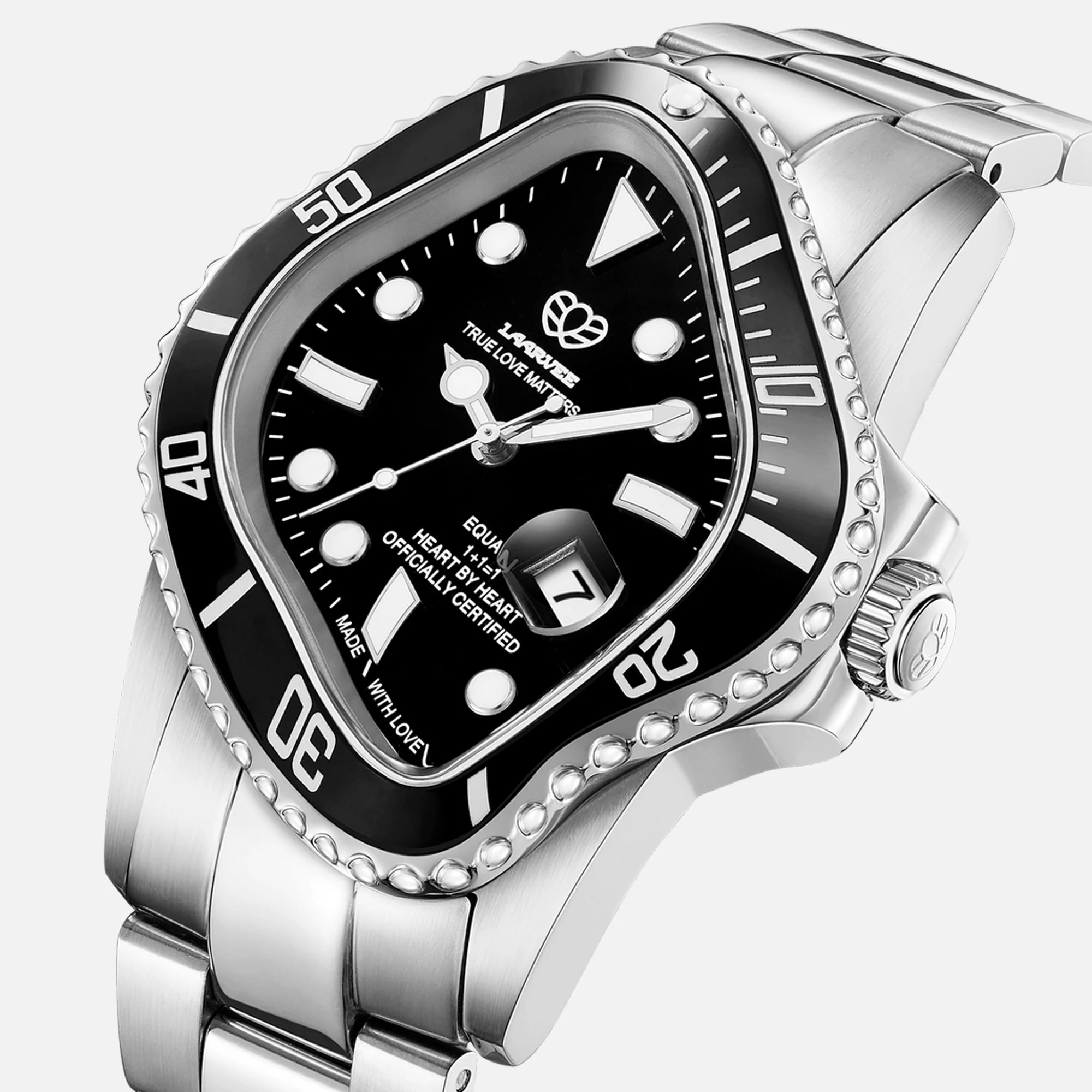 LAARVEE Silver Precision Steel - Black Bezel / Black Dial - Image 3