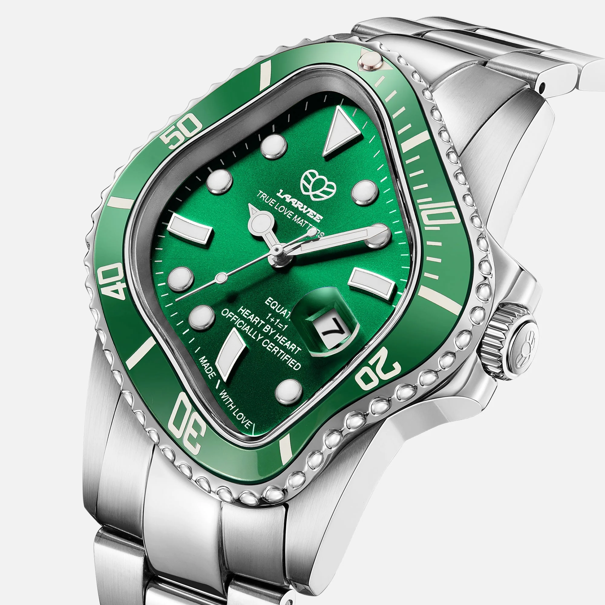 LAARVEE Silver Precision Steel - Green Bezel / Green Dial - Image 3