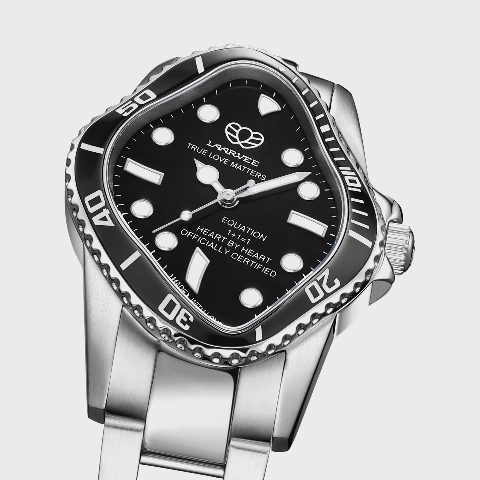 LAARVEE Silver Precision Steel Watch - Black Ceramic Bezel / Black Dial - Image 2