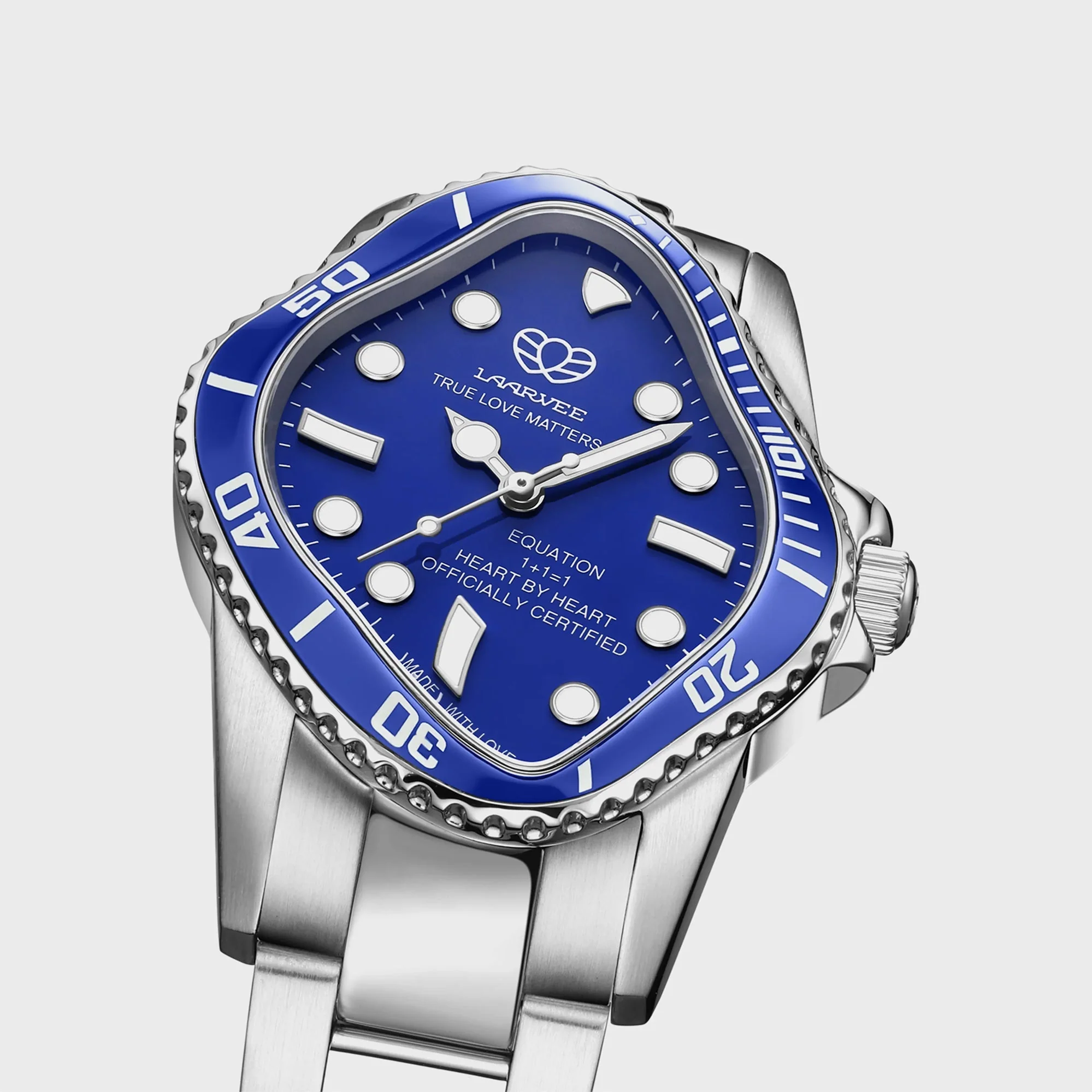 LAARVEE Silver Precision Steel Watch - Blue Ceramic Bezel / Blue Dial - Image 2