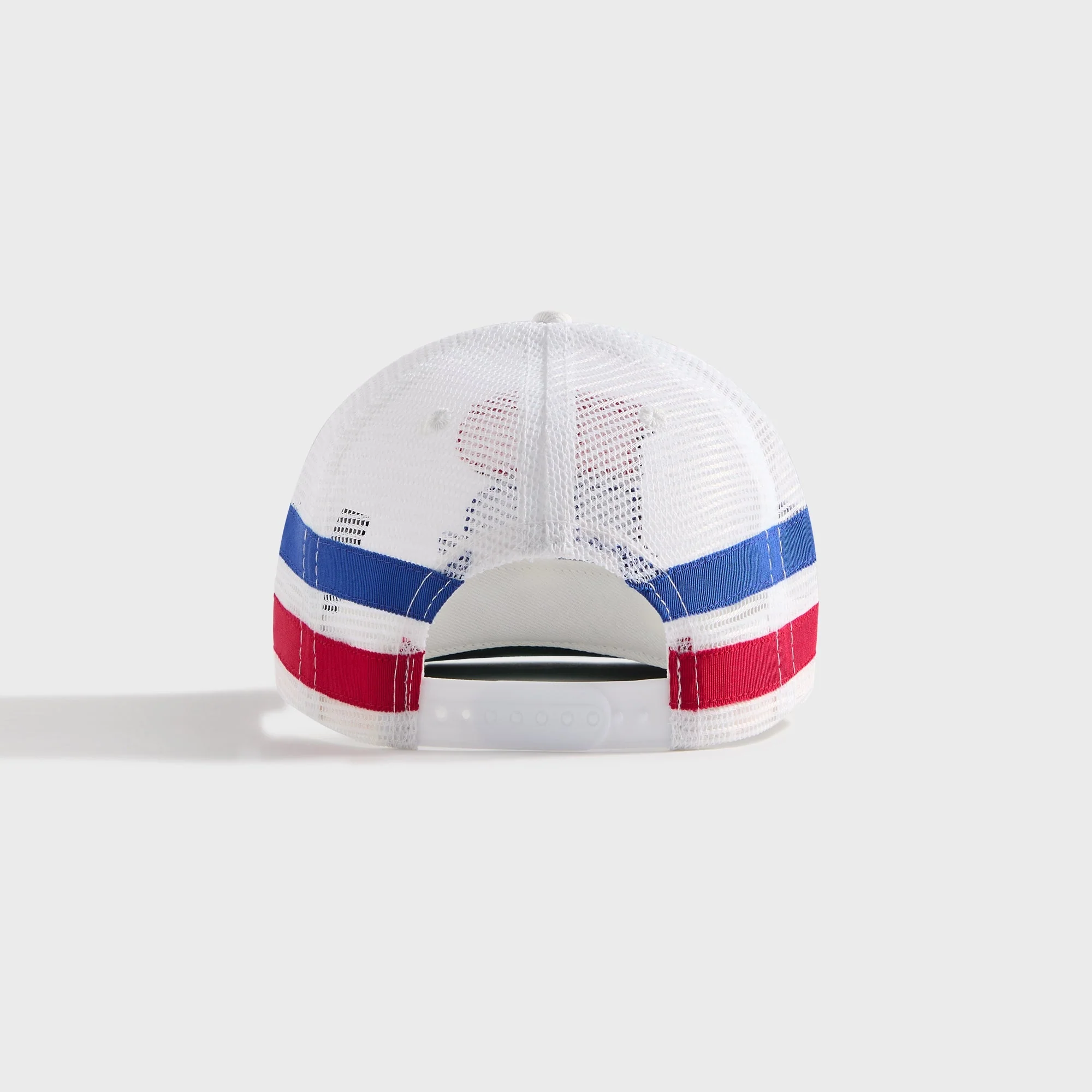 Rhude Split Petrol Logo Mesh Trucker Cap - White / Red / Blue - Image 2