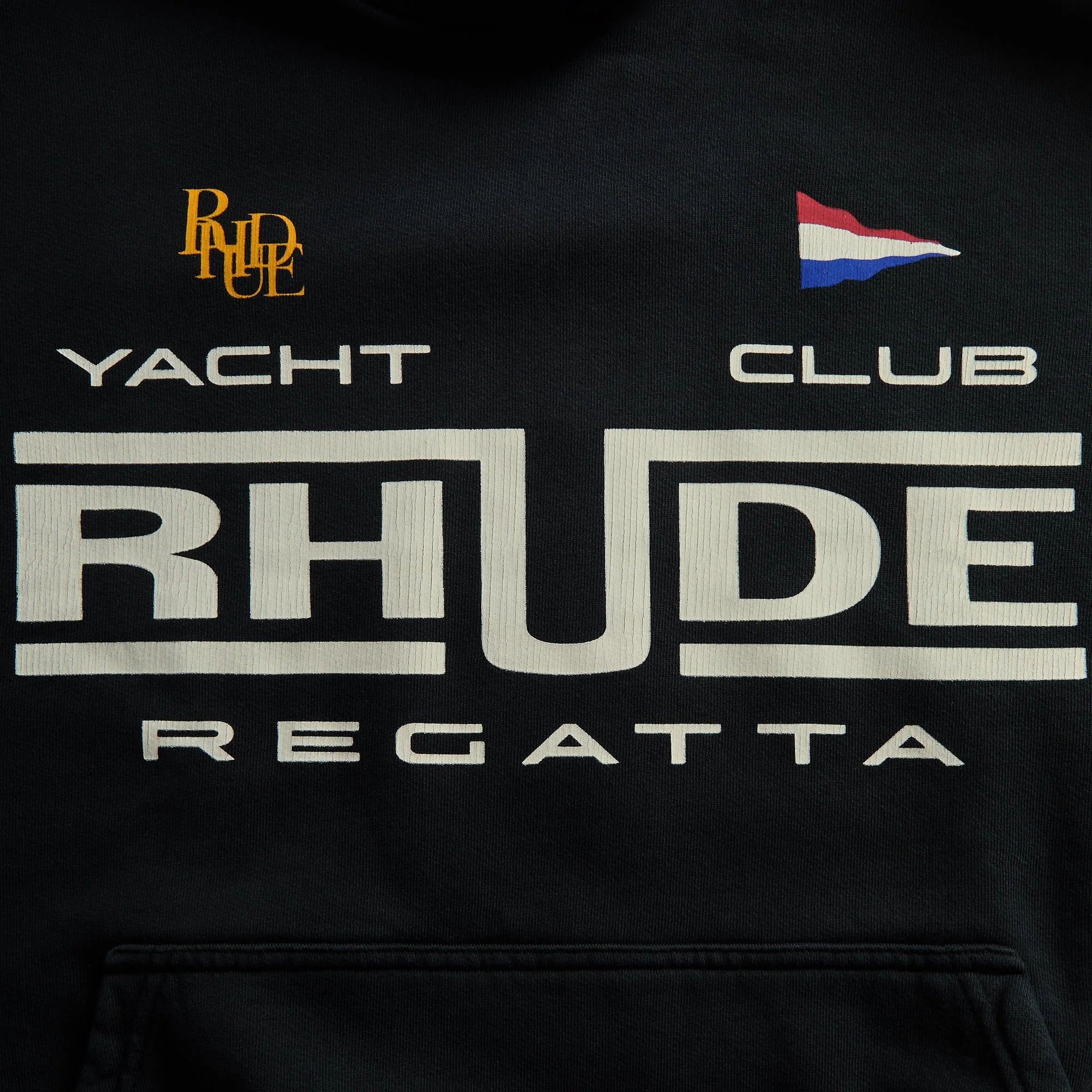 Rhude Regatta Club Hoodie - Vintage Black / White - Image 3