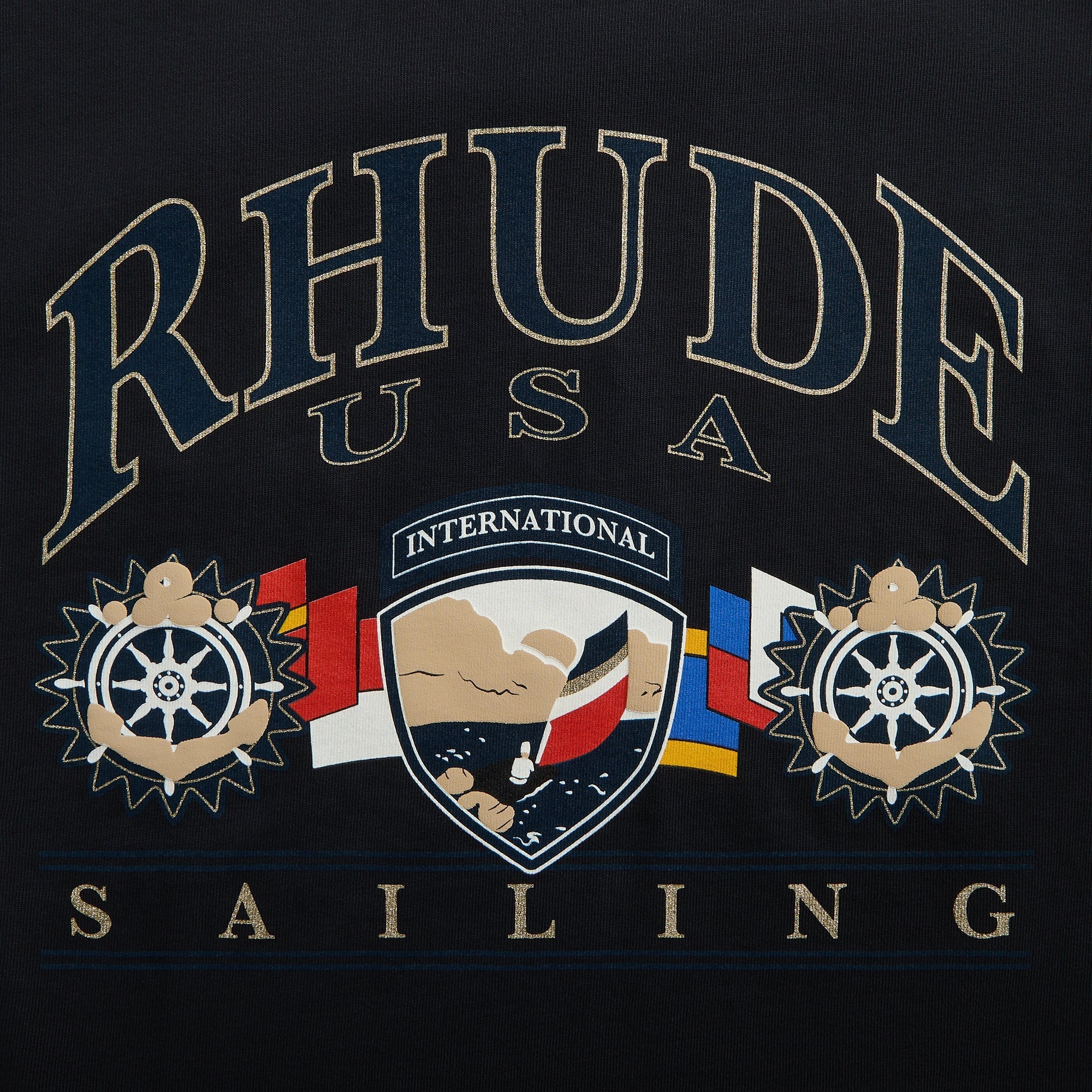 Rhude USA Sailing Icon Tee - Vintage White / Black - Image 3