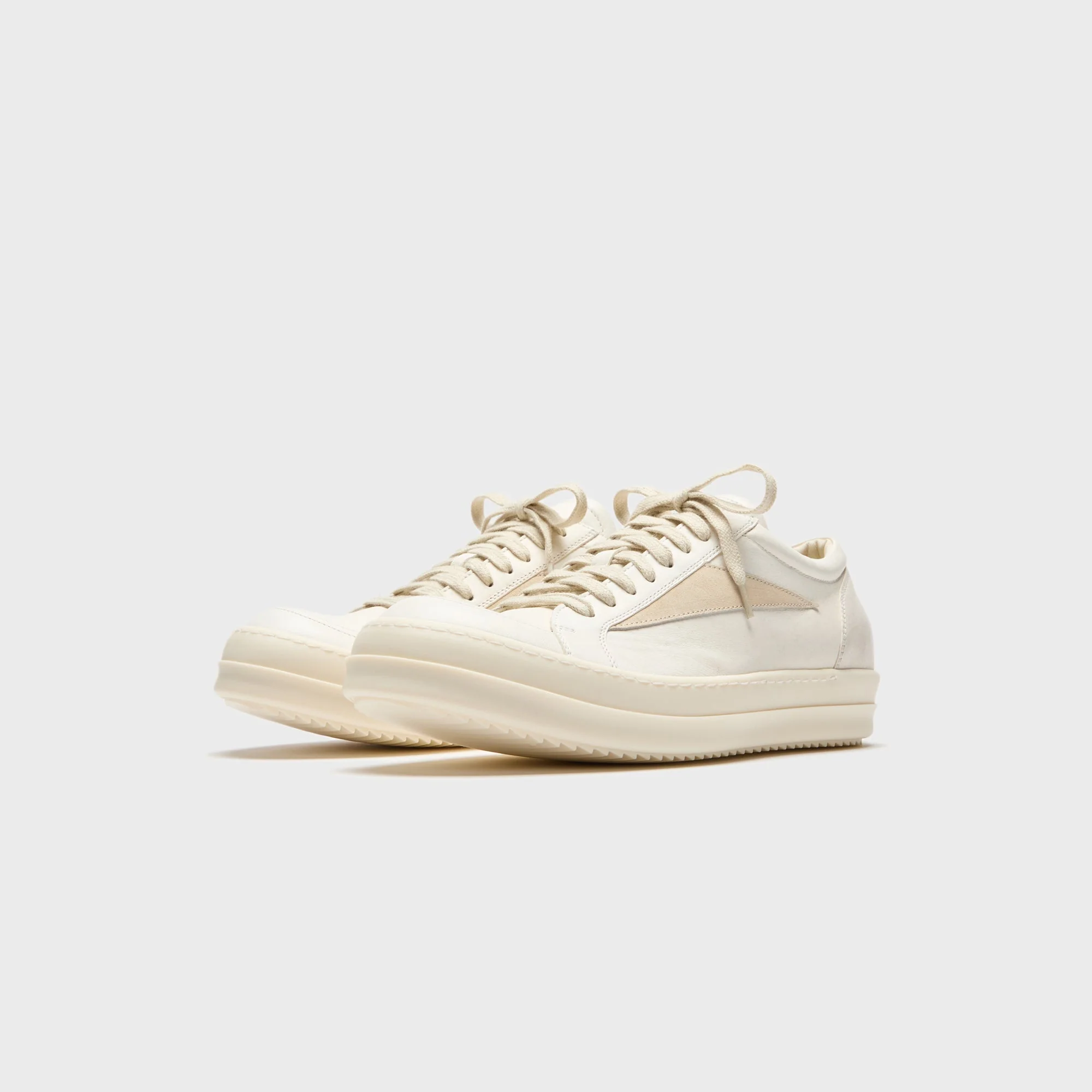 Rick Owens Scarpe In Pelle Vintage Sneaks - Milk / Milk / Milk - Image 2