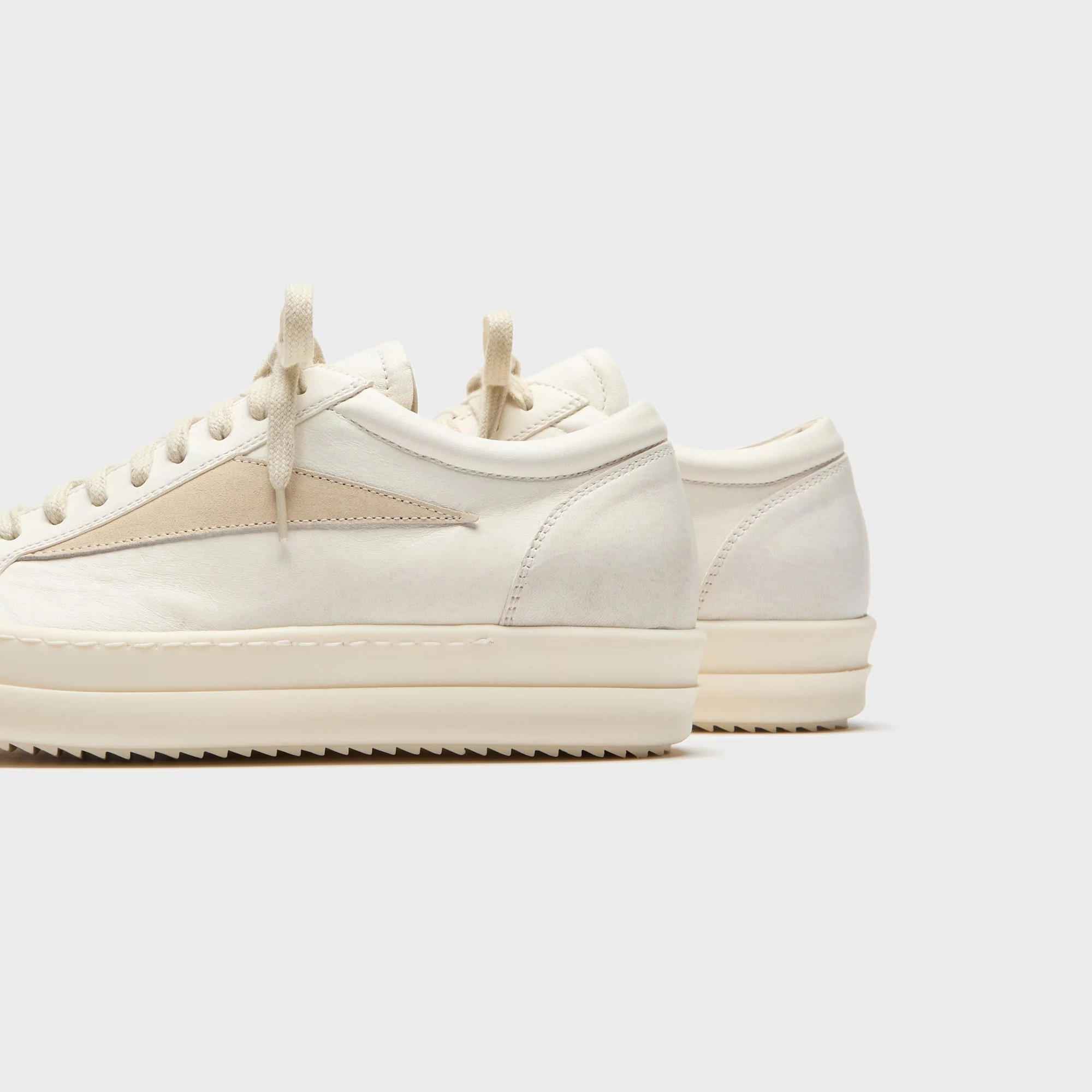 Rick Owens Scarpe In Pelle Vintage Sneaks - Milk / Milk / Milk - Image 3