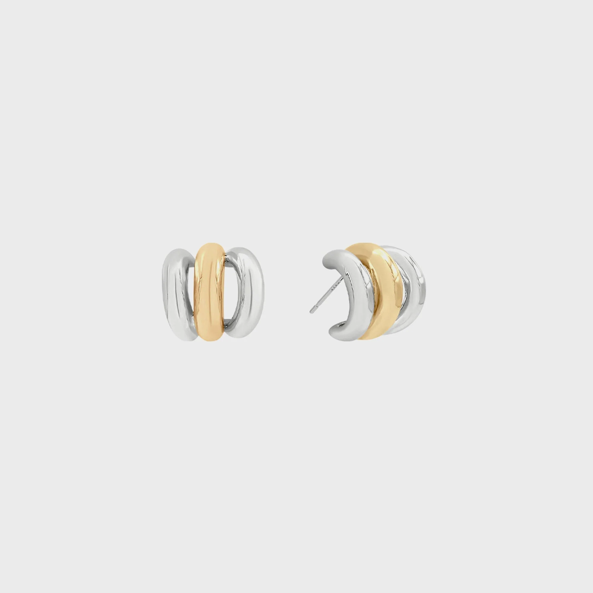 SHASHI Triple Two Toned Hoop - Gold / Silver